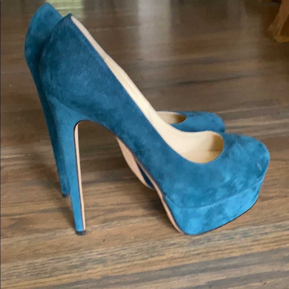 Brian Atwood Teal Platform Heel Pump Shoe 37